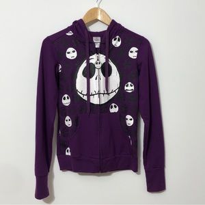 Disney Tim Burton Nightmare Before Christmas Face of Jack Zip Hoodie Sweatshirt
